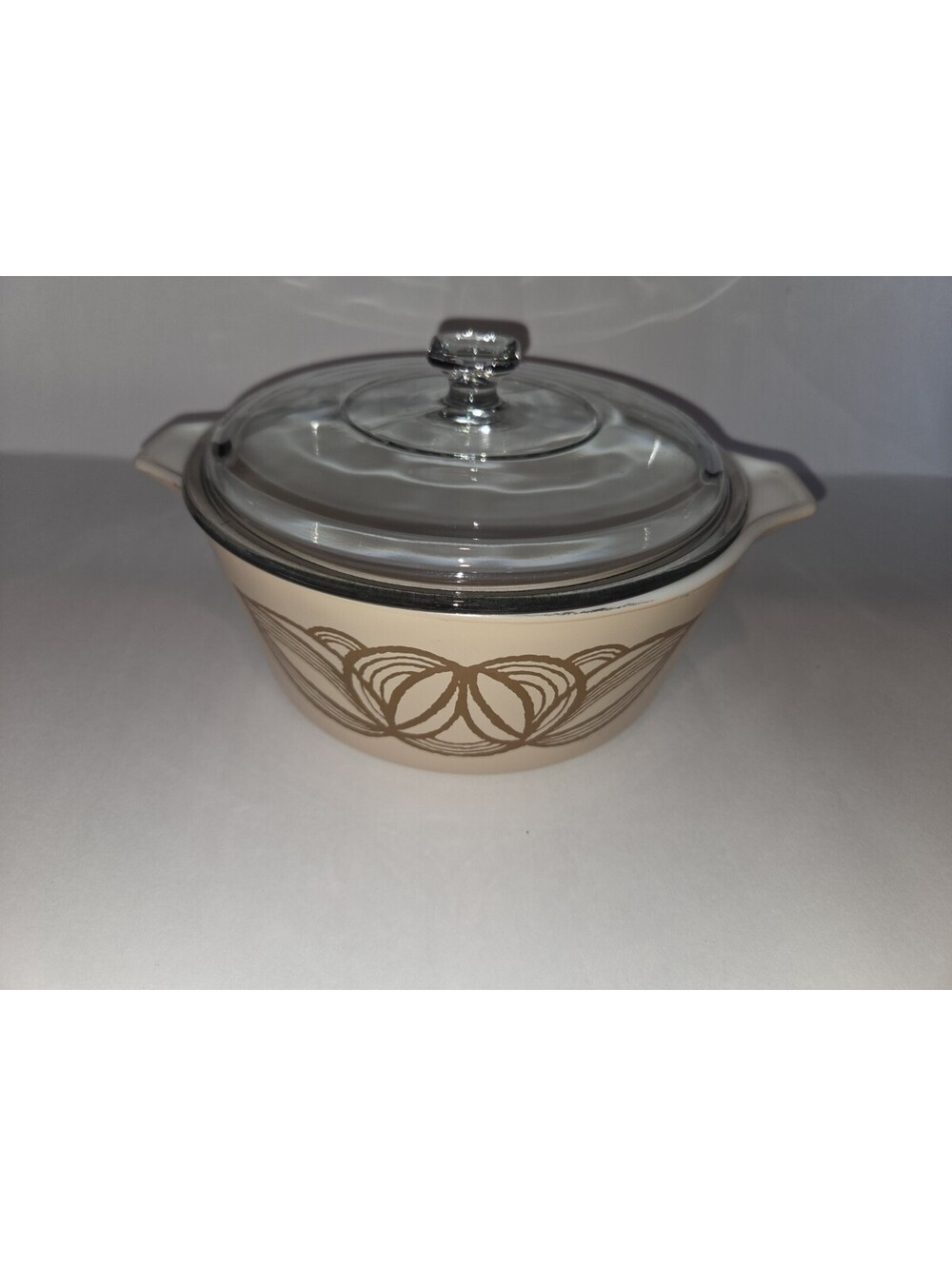 Vintage Pyrex Raffia "Brown Onion" 475 Cinderella Casserole 2.5 Qt with Lid Si3